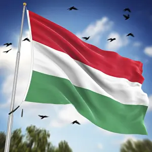 European Flags Impressions: Flag of Hungary, This is a computer generated and 3d rendered image