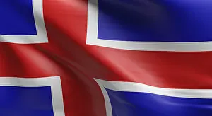 Digitally Generated Flags Impressions: Flag of Iceland using as background, 3d rendering