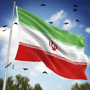 Western Asia Flags Impressions: Flag of Iran, This is a computer generated and 3d rendered image