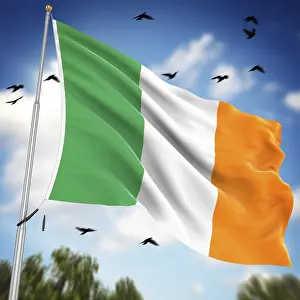 European 3D Rendering Impressions: Flag of Ireland, This is a computer generated and 3d rendered image