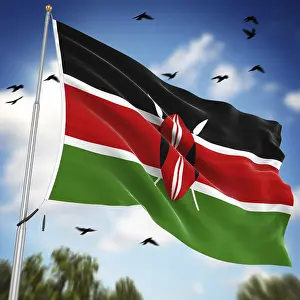 Digitally Generated Flags Impressions: Flag of Kenya, This is a computer generated and 3d rendered image
