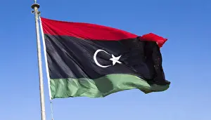 Maghreb States Flag Impressions: The flag of Libya, fluttering in the wind