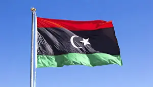 Flag Fluttering Wind Impressions: The flag of Libya, fluttering in the wind