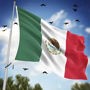 Latin America Flags Impressions: Flag of Mexico, This is a computer generated and 3d rendered image