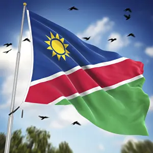 Namibia Flag Impressions: Flag of Namibia, This is a computer generated and 3d rendered image