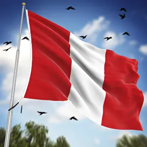 Latin America Flags Impressions: Flag of Peru, This is a computer generated and 3d rendered image
