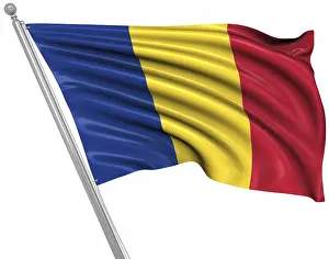 Southeast Europe Flags Impressions: Flag of Romania, This is a computer generated and 3d rendered image