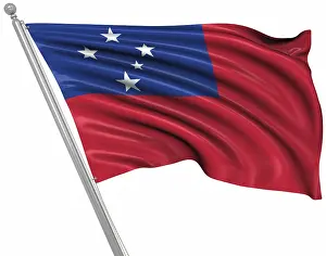 Samoa Impressions: Drapeau de Samoa, C'est une image générée par ordinateur et rendue en 3D.