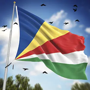 East Africa Flags Impressions: Flag of Seychelles, This is a computer generated and 3d rendered image