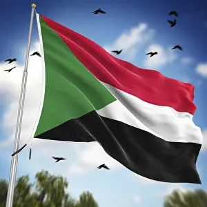 North African Flags Impressions: Flag of Sudan, This is a computer generated and 3d rendered image