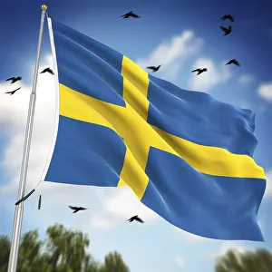 Scandinavian Country Flags Impressions: Flag of Sweden, This is a computer generated and 3d rendered image