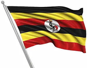 Computer Generated Pictures Impressions: Flag of Uganda, This is a computer generated and 3d rendered image