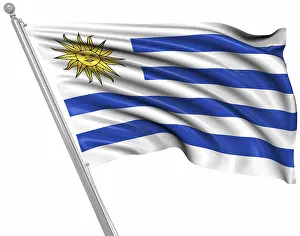 Latin America Flags Impressions: Flag of Uruguay, This is a computer generated and 3d rendered image
