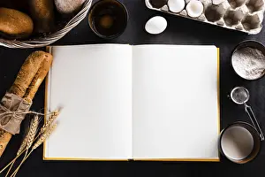 Vegetarian Food Photography Tips Impressions: Flat lay notebook bread ingredients