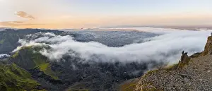 Cloudy Evening Landscape Impressions: Fog between the cliffs, clouds moving around