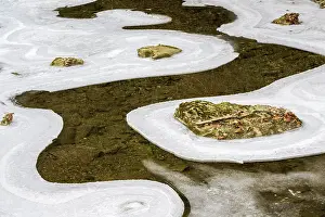 Uninhabited Canyon Landscape Impressions: Forms and structures of ice on water