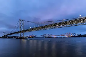 Uninhabited City Centre View Impressions: The Forth Road Bridge with the Forth Bridge in the background
