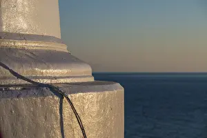 Uninhabited Lighthouse Structure Impressions: Foundation of a lighthouse at sunset