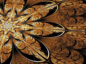 Art Numérique Impressions: Fleur fractale - image informatique abstraite générée par ordinateur.