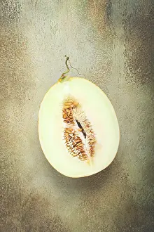 Fresh Melon Impressions: Fresh melon in section, half melon