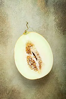 Fresh Melon Impressions: Fresh melon in section, half melon