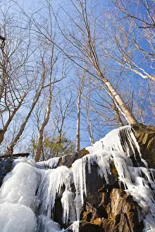 Snowy Landscape Impressions: Frozen stream in winter