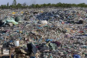 Southeast Asia Environmental Issues Impressions: Garbage dump with plastic garbage