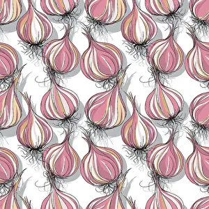 Editable Vector Template Impressions: Garlic repeating pattern, editable vector template