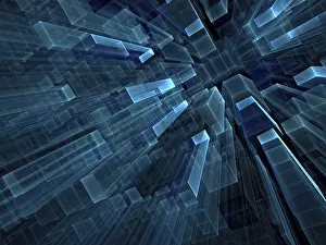 Virtual Reality Concept Impressions: Geometric technology background - abstract computer-generated image