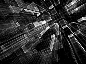 Fractal Geometry Background Impressions: Geometric technology background - abstract computer-generated image