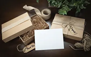 Ecofriendly Packaging Impressions: Gift packaging boxes mock up with jute string