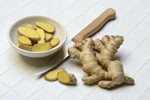 Ginger Root Impressions: Ginger, ginger root and ginger slices in shell