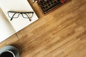 Concept Image Impressions: Glasses on the notebook on the table