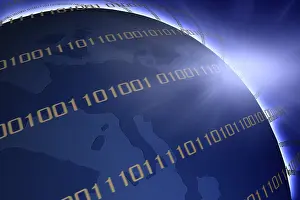 Electronic Data Transmission Impressions: Globe with binary code