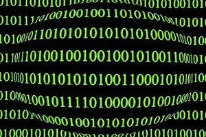 Green Binary Code Impressions: Green binary code on a black background