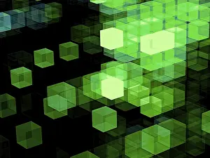 Fractal Technology Background Impressions: Green and black technology background