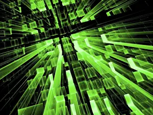 Virtual Reality Concept Image Impressions: Green technology background - abstract computer-generated image