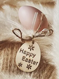 Easter Eggs Concept Impressions: Happy Easter. Colourful painted easter eggs on rustic background