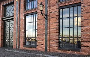 Northern Germany Architecture Impressions: Harbour reflection in the window