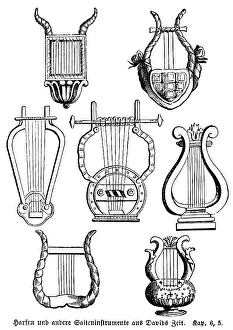 Les harpes et d'autres instruments à cordes de l'époque de David.