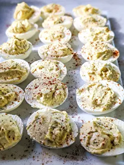 Empty Table Setting Photos Impressions: Healthy Deviled Eggs as an Appetizer