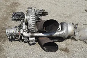 Aviation Industry Equipment Impressions: The helicopter engine which is pulled out outside