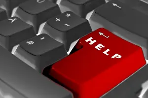 Computer Keyboard Key Impressions: Help Key on the Keyboard of a Computer