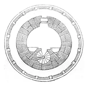 Vintage Tower Illustration Impressions: Horizontal section in the upper tower