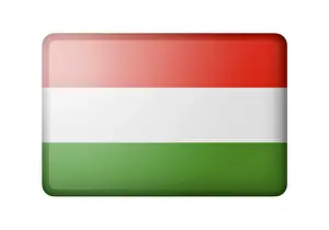 White Background Flag Impressions: The Hungarian flag. Rectangular matte icon