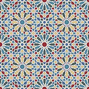 Symmetrical Graphic Design Impressions: Islamic geometric seamless vector pattern