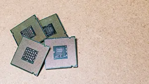 Computer Motherboard Detail Impressions: Isolated computer microprocessors
