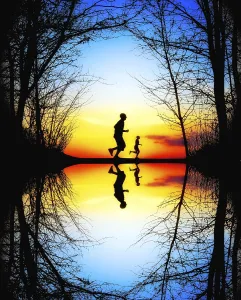 Recreational Activity Outdoor Impressions: Jogging at Sunset