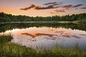 Serene German Landscape Impressions: Lake with reflection in evening light