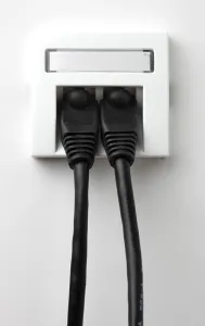 Electrical Wire Impressions: LAN cable, network cable in a socket
